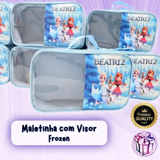 Kit com 05 Unidades Maletinha Personalizada com Visor 25cm x 15cm | Lembrancinha Festa Infantil | Diversos Temas