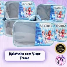 Kit com 05 Unidades Maletinha Personalizada com Visor 25cm x 15cm | Lembrancinha Festa Infantil | Diversos Temas