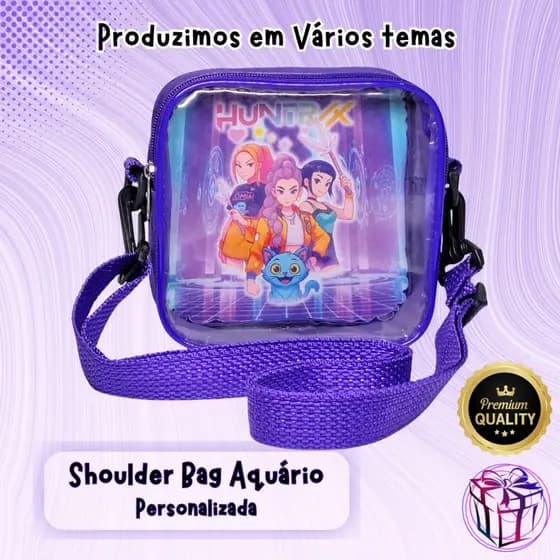 Bolsa Infantil Personalizada com Visor 15x15 | Shoulder Bag Aquário | Tema à Escolha