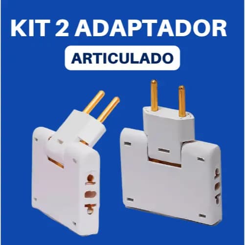 KIT 2 UNIDADES - Pino Adaptador Tomada Dobravel Articulado Flex 3 Saída 16A