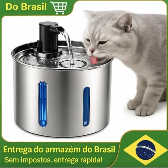 NEWPET Bebedouro de Aço inoxidável para gatos Bebedouro Automático Bebedouro Gatos e Cães