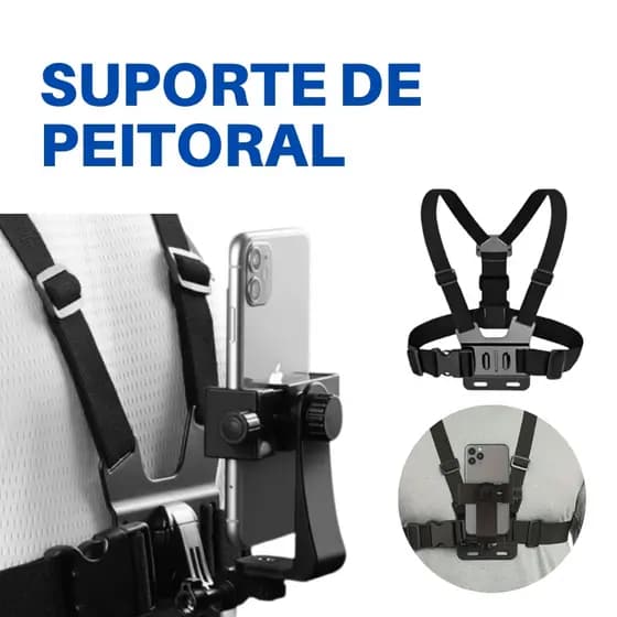Suporte de Peito Para Celular e Gopro Peitoral Peito ajustável Câmera Esportivo Moto Bike