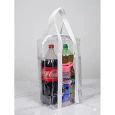 Bolsa Transparente Sacola Porta Garrafa Refrigerante Praia Alça Reforçada
