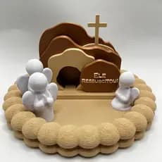 Decoração Cristã Ele Ressuscitou! – Cenário com Anjos e Túmulo