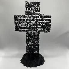 Cruz Decorativa Pai Nosso Oração Cristã Escultura Religiosa