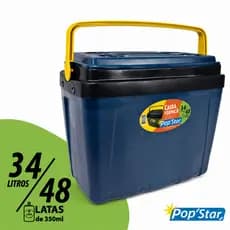 Caixa Térmica 34 Litros PopStar Até 48 Latas Cooler Com Tampa Porta Copos