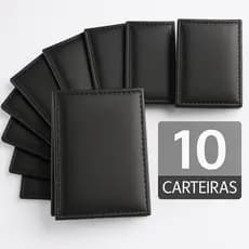 Carteiras Slim Masculina preta Couro - Porta Cartão  - 5 - 10 - 20 Unidades