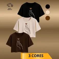 Cropped Camiseta Feminina Academia Oversized Coraçãozinho