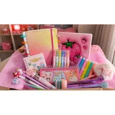 Kit Papelaria Fofa Completo Premium Escolar Presente Kawaii Grande 17 itens