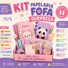 Kit Papelaria Fofa Premium | 12, 15 ou 20 Itens | Presente Criativo | Escolha o Tema