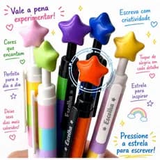 Caneta Gel Retrátil Estrela Montável 0,5mm Azul | Personalizável DIY | Criativa e Fofa