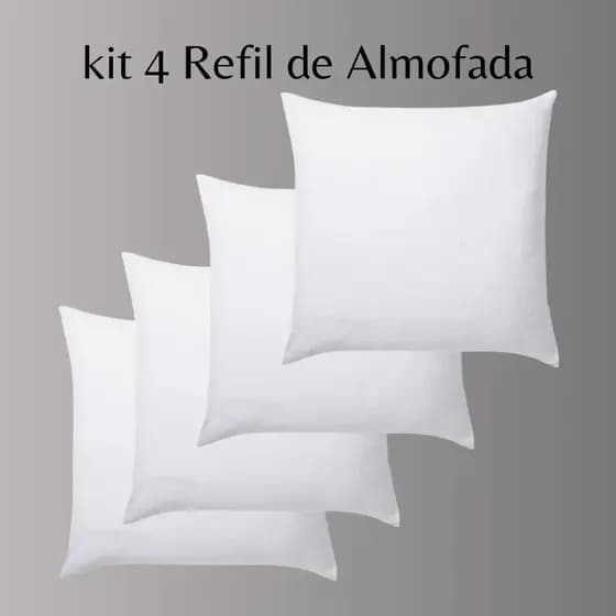Kit Com 4 Enchimento para Almofada 45x45 Refil Floco De Espuma Premium e Poliéster TNT Almofada Decorativa