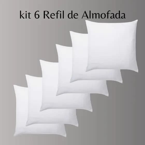 Kit Com 6 Enchimento para Almofada 45x45 Refil Floco De Espuma Premium e Poliéster TNT Almofada Decorativa