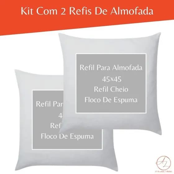 Kit Com 2 Enchimentos para Almofada 45x45 Refil Floco De Espuma Premium e Poliéster Branco Almofada Decorativa