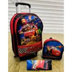 Kit Mochila infantil de Rodinha do Carros Mcqueen + estojo + lancheira