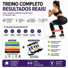 Kit Elástico de Treino Mini Band + Extensor Tensão Exercício Funcional Fisioterapia Pilates Casa