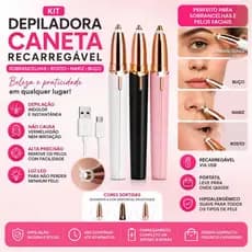 KIT Depiladora Caneta Aparadora De Sobrancelha Rosto, Nariz, Buçu Portátil Elétrico Recarregável USB
