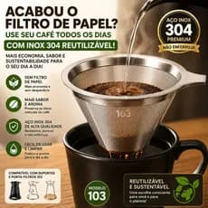 Filtro Coador de Café Inox 103 Reutilizável Sem Filtro de Papel Peneira Aço 101/102/103