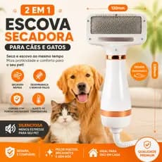 Escova Secadora 2 em 1 Pet Silenciosa para animais de Estimação, Secador portátil de ar quente 110V