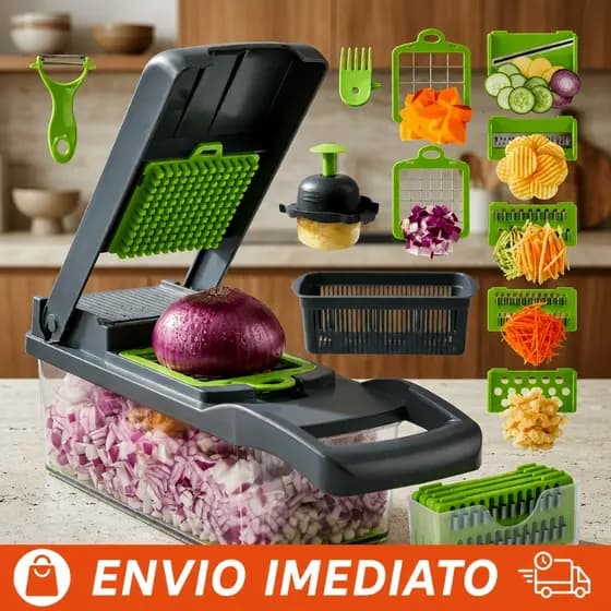Cortador de Legumes 16 em 1 Inox Fatiador Ralador Multifuncional com Pote