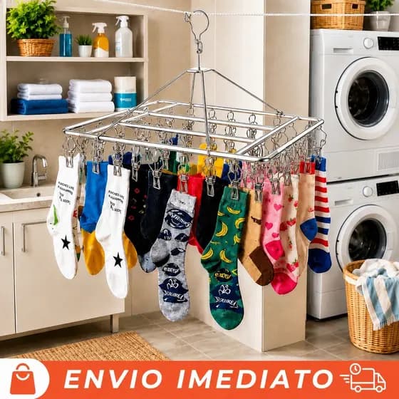 Varal Suspenso De Aço Inox 40 Pregadores Para Roupa Íntima
