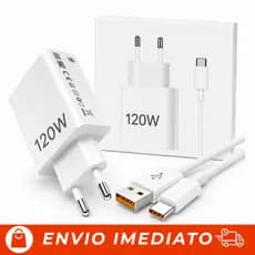Carregador Turbo 120W USB Tipo-C + Cabo | Carga Super Rápida  Compatível com Xiaomi, Samsung, Motorola e iPhone