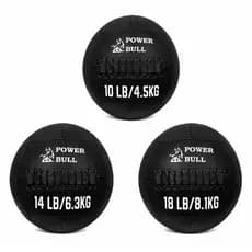 Kit 3 unidades Wall Ball Couro Eco Medicine Funcional 4,5 6,3 e 8,1kg - Power Bull