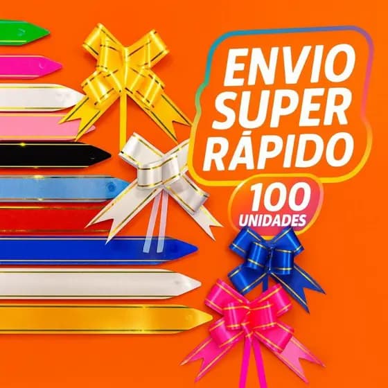 100 Laços Fácil Pronto Mágicos com Filete Dourado Cores Variadas