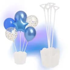 18 Cachepô Centro De Mesa Cachepot Festa Aniversário com c/ 72 Varetas e Suportes para Balão