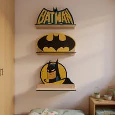 Kit Prateleiras Batman 32x20cm Suporte Organizador para quarto sala