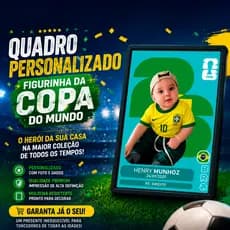 Quadro Personalizado Figurinha da Copa do Mundo, Futebol Customizado Foto e nome Presente Criativo