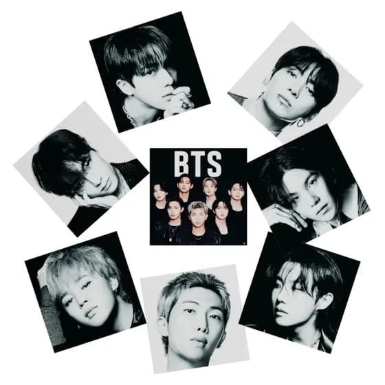 Kit de adesivos BTS - Jin, Suga, J-Hope, RM, Jimin, V e Jungkook Tamanho 30x30mm