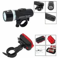 Kit 2 Peças Sinalizador Bicicleta Farol C/ 5 Leds E Lanterna