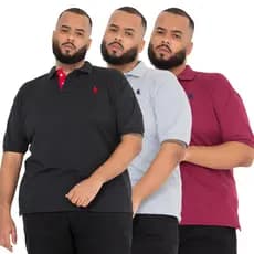 Camisa gola polo masculino plus size G1 G2 G3 Extra Grande Piquet Diango CONFORTAVEL