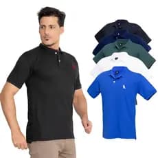 KIT 5 Camisas gola polo masculina premium P ao GG Blusa Roupas lisa piquet