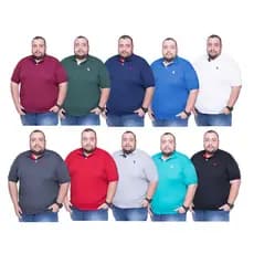 KIT 3 Blusa Gola Polo plus size masculina G1 G2 G3 premium extra grande camisa roupas camiseta