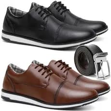 Kit 2 pares Sapato Oxford Social Masculino com cinto