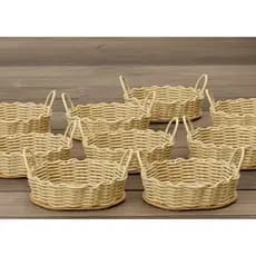 Kit com 4 cesta de fibra galeto oval para pao duas alças/fruteira P