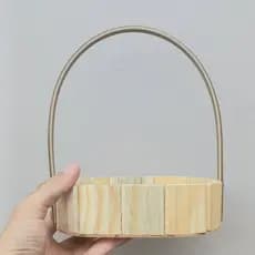 kit 6 cesta de madeira Oval 19x13 cm