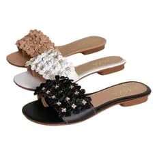 Sandália rasteirinha adulto feminina chinelo detalhe em flores feminino