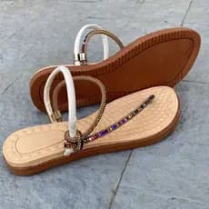 Rasteira Feminina Tira Cruzada Strass Multicolor Regulagem  Sandália Palmilha Conforte