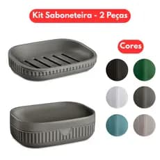 Kit Saboneteira com tampa e sem tampa 2 Peças - Organizador de Acessórios Banheiro
