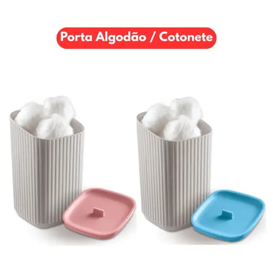 Porta Algodão e Cotonete Baby com Tampa Organizador Infantil Higiênico Acessórios Bebê