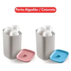 Porta Algodão e Cotonete Baby com Tampa Organizador Infantil Higiênico Acessórios Bebê