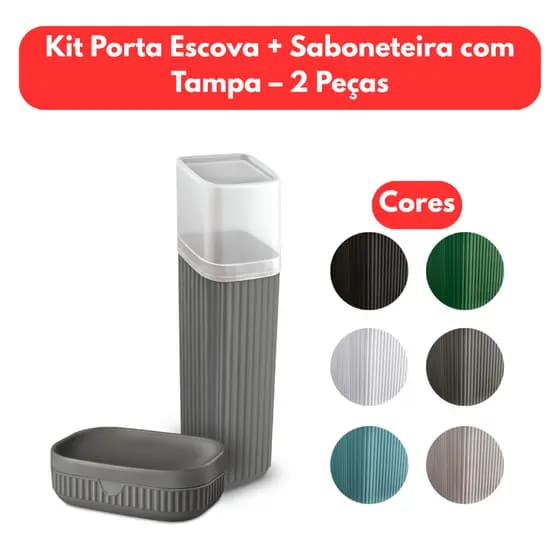 Kit Viagem Porta Escova de Dentes + Saboneteira com Tampa - 2 Peças - Organizador Prático e Moderno