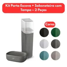 Kit Viagem Porta Escova de Dentes + Saboneteira com Tampa - 2 Peças - Organizador Prático e Moderno