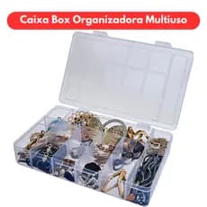 Caixa Box Organizadora Plástico 13 Divisórias Transparente Multiuso com Tampa e Trava