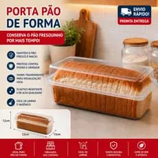 Porta Pão de Forma com Tampa Transparente Organizador Conserva Pão Fresco - Livre de BPA