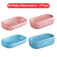 Kit Baby Saboneteira com tampa e sem tampa 2 Peças - Organizador de Acessórios Banheiro