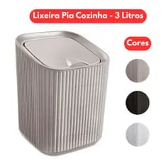 Lixeira de Pia Cozinha 3 Litros - Compacta, Moderna e Funcional